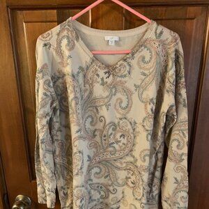 J.Jill nwot paisley cotton sweater S T small tall